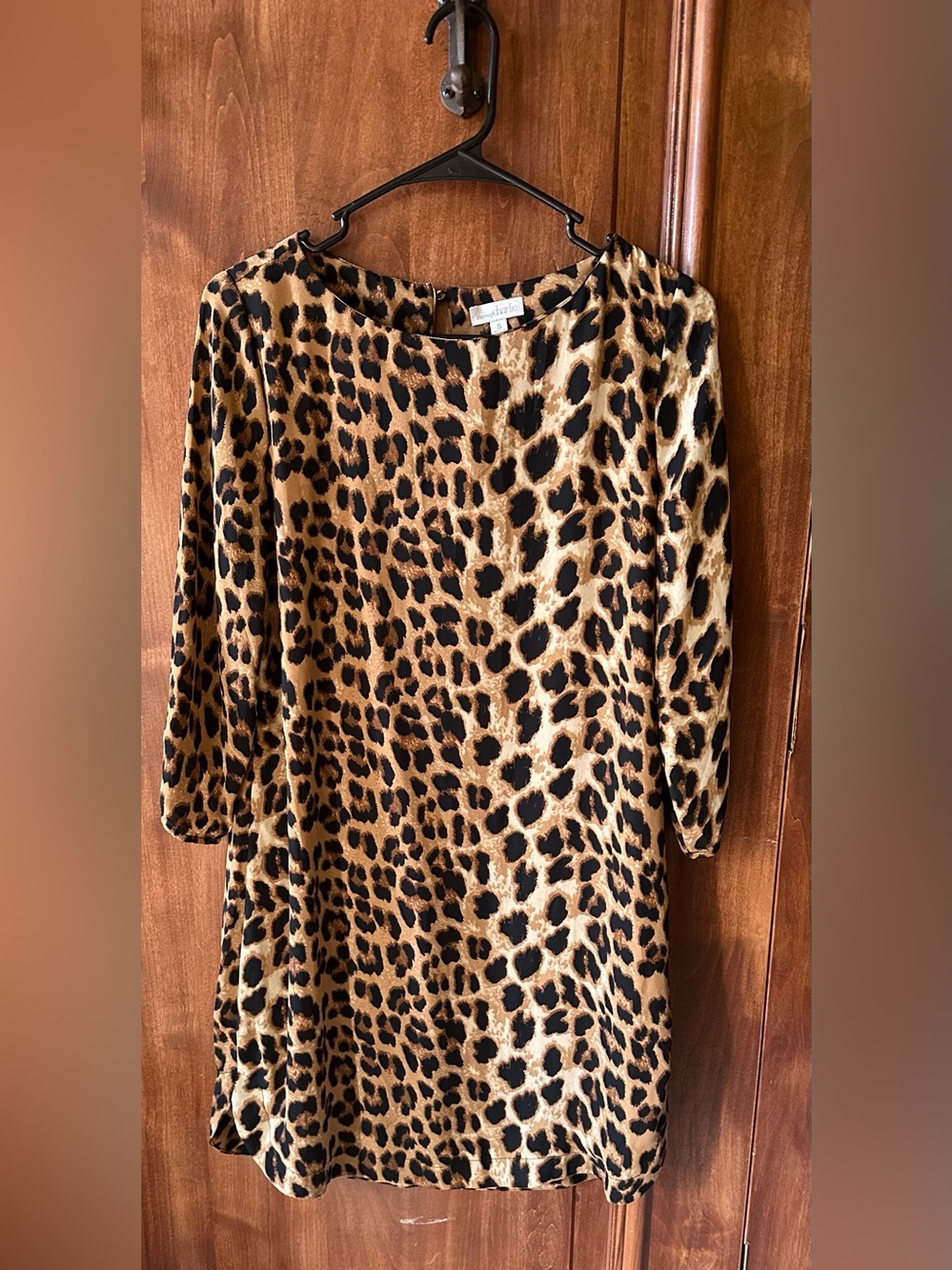 Velvet Leopard Print Shift Dress - Brown & Black